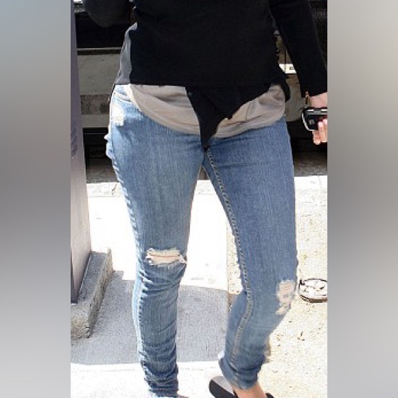 Jet Jeans by John Eshaya Vintage blue dark skinny pants distressed ripped - Picture 4 of 8